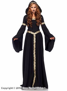 Sorceress, costume dress, lacing, hood, bell sleeves